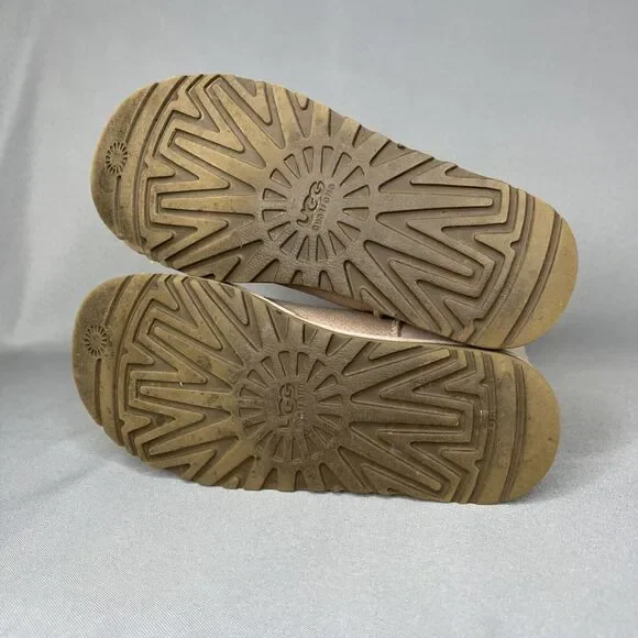 Womens UGG Boots Light Pink Tan Classic Short Perforated Suede Wool Boho Sz 6 - Picture 16 of 16